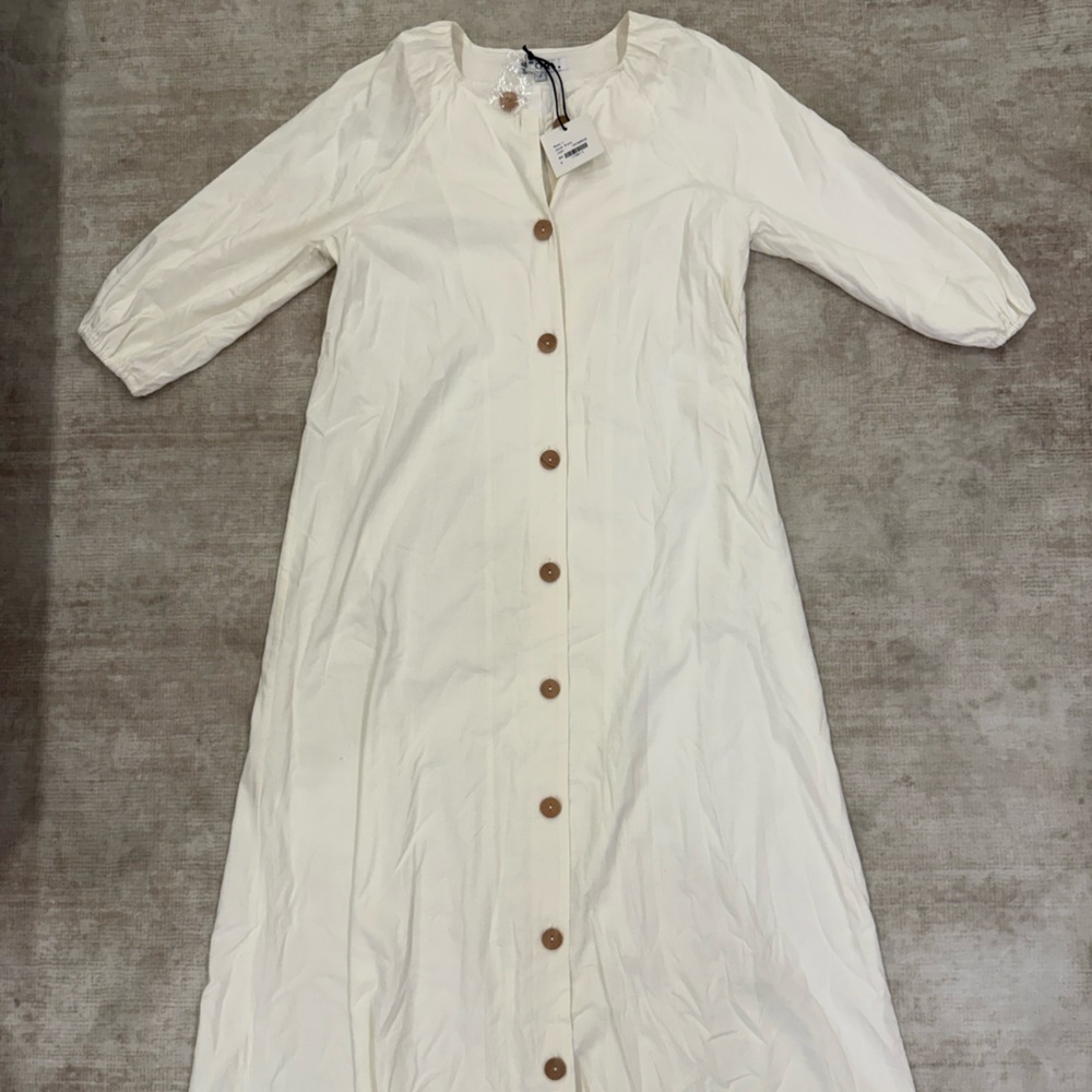 White Button-Down Maxi Dress
